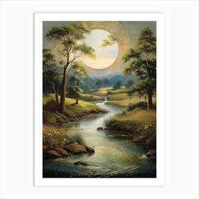 Moonlight Over A Stream Art Print