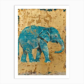 Baby Elephant Gold Effect Collage 1 Art Print
