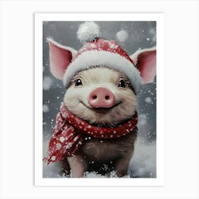 Christmas Pig Art Print