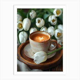 Coffee And Tulips 1 Art Print