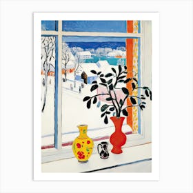 The Windowsill Of Troms   Norway Snow Inspired By Matisse 4 Art Print