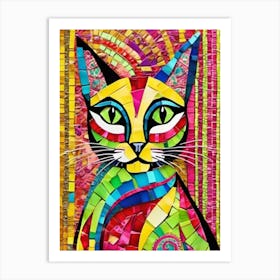 Colorful, Mosaic Cat Art Print