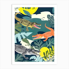 Three Crocodiles Art Print