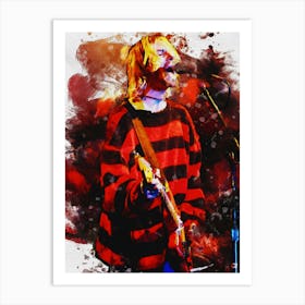 Smudge Of Portrait Kurt Cobain Red Jacket Art Print