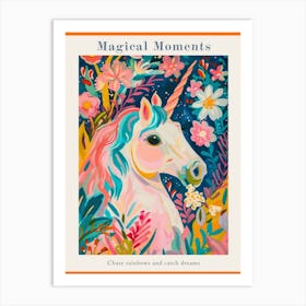 Unicorn Fauvism Inspired Floral Portrait 2 Poster Art Print