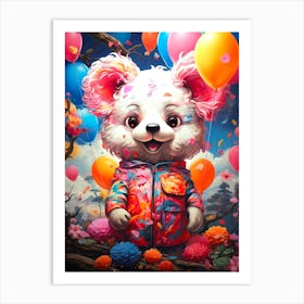 Teddy Bear With Balloons Art Print