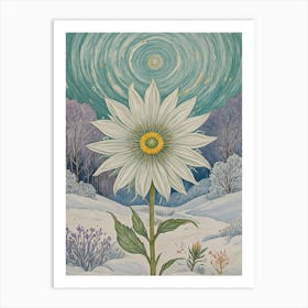 White Flower In The Snow Art Print