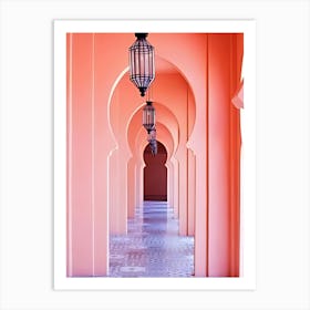 Pink Hallway In Morocco Art Print
