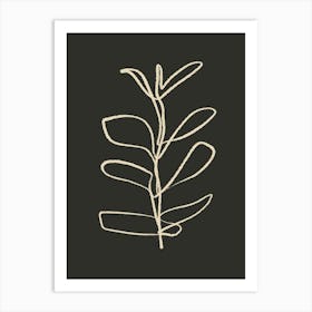 Leaf On A Black Background Art Print