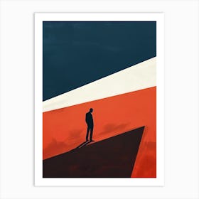 Man Standing On A Cliff, Minimalism Art Print