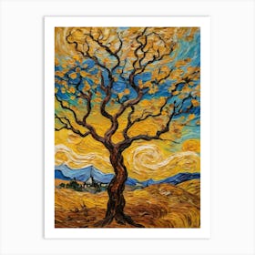 A Painting With A Tree And A Sky Art Print