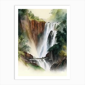 Yumbilla Falls, Peru Water Colour  Art Print
