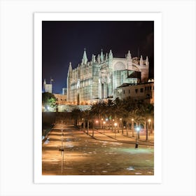 Palma Cathedral La Seu at Night Art Print