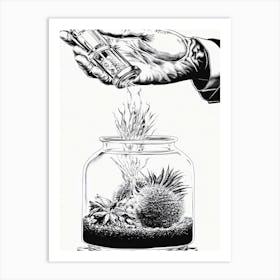 Cactus In A Jar Art Print