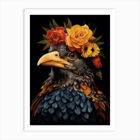 Bird With A Flower Crown Cowbird 3 Art Print