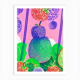 Feijoa Risograph Retro Poster Fruit Art Print
