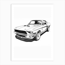 Ford Mustang Line Drawing 11 Art Print