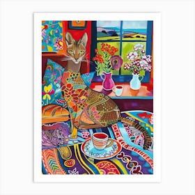 Tea Time With A Oriental Shorthair Cat 2 Art Print