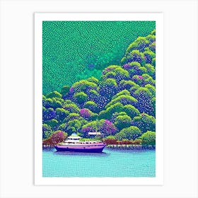 Gaya Island Malaysia Pointillism Style Tropical Destination Art Print