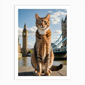 Around the World in 80 Selfies Cat In Front Of Big Ben Art Print