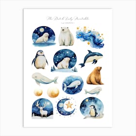 Cute Arctic Animals Art Print