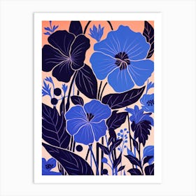 Blue Flower Illustration Hibiscus 1 Art Print