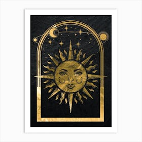 Mystical Gold Moon: Sun & Moon Art Print