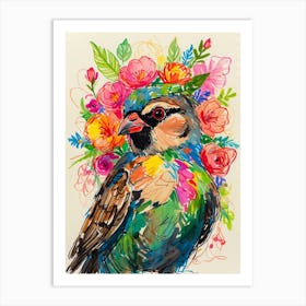 Bird With Flowers Art Print