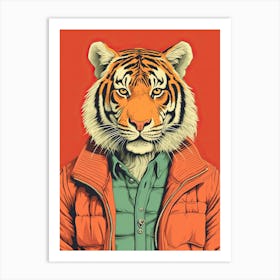 Tiger Illustrations Wearing A Shirt And Hoodie 6 Art Print
