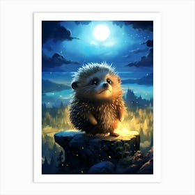 Hedgehog In The Moonlight Art Print