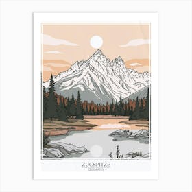 Zugspitze Germany Color Line Drawing Drawing 3 Poster Art Print