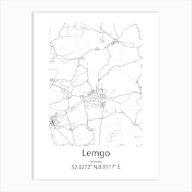 Lemgo,Germany Minimalist Map Art Print