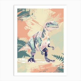 Muted Pastel Dinosaur Illustration Art Print