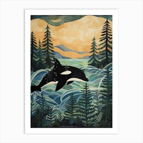 Matisse Style Killer Whale With Woodland Coast 3 Art Print