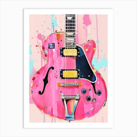 Pink Guitar Canvas Print Art Print