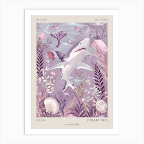 Purple Blacktip Reef Shark Illustration 3 Poster Art Print