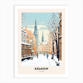 Vintage Winter Travel Poster Krakow Poland 2 Art Print