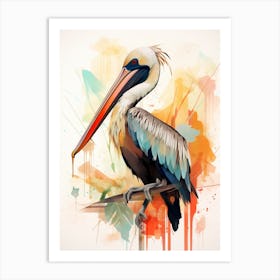 Bird Painting Collage Brown Pelican 1 Art Print