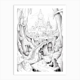 The Cave Of Wonders (Aladdin) Fantasy Inspired Line Art 4 Art Print