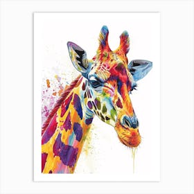 Watercolour Rainbow Giraffe 2 Art Print