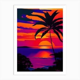 Palm Tree Geometric Sunset Art Print
