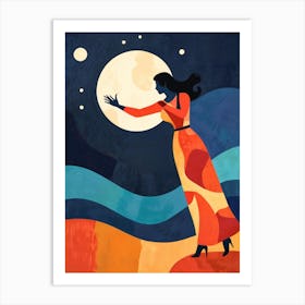 Woman In The Moonlight Art Print