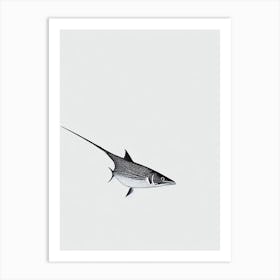 Sailfish Black & White Drawing Art Print