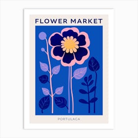 Blue Flower Market Poster Portulaca 1 Art Print