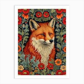 William Morris Fox In Flowers Art Print