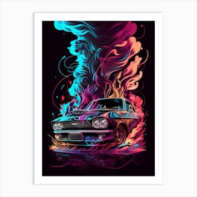 Muscle Smoke Drift Retro Racing vintage classic Car 6 Art Print