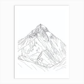 Mount Everest Nepal Tibet Line Drawing 1 Art Print