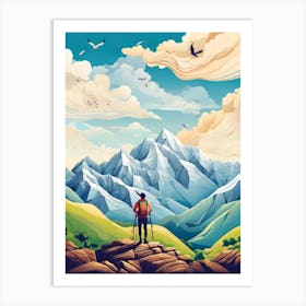 Mountaineer In The Mountains 3 Art Print