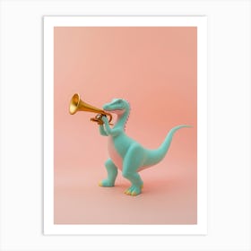 Pastel Toy Dinosaur Playing The Trumpet 2 Art Print