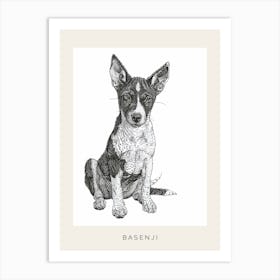 Basenji Dog Line Sketch 2 Poster Art Print